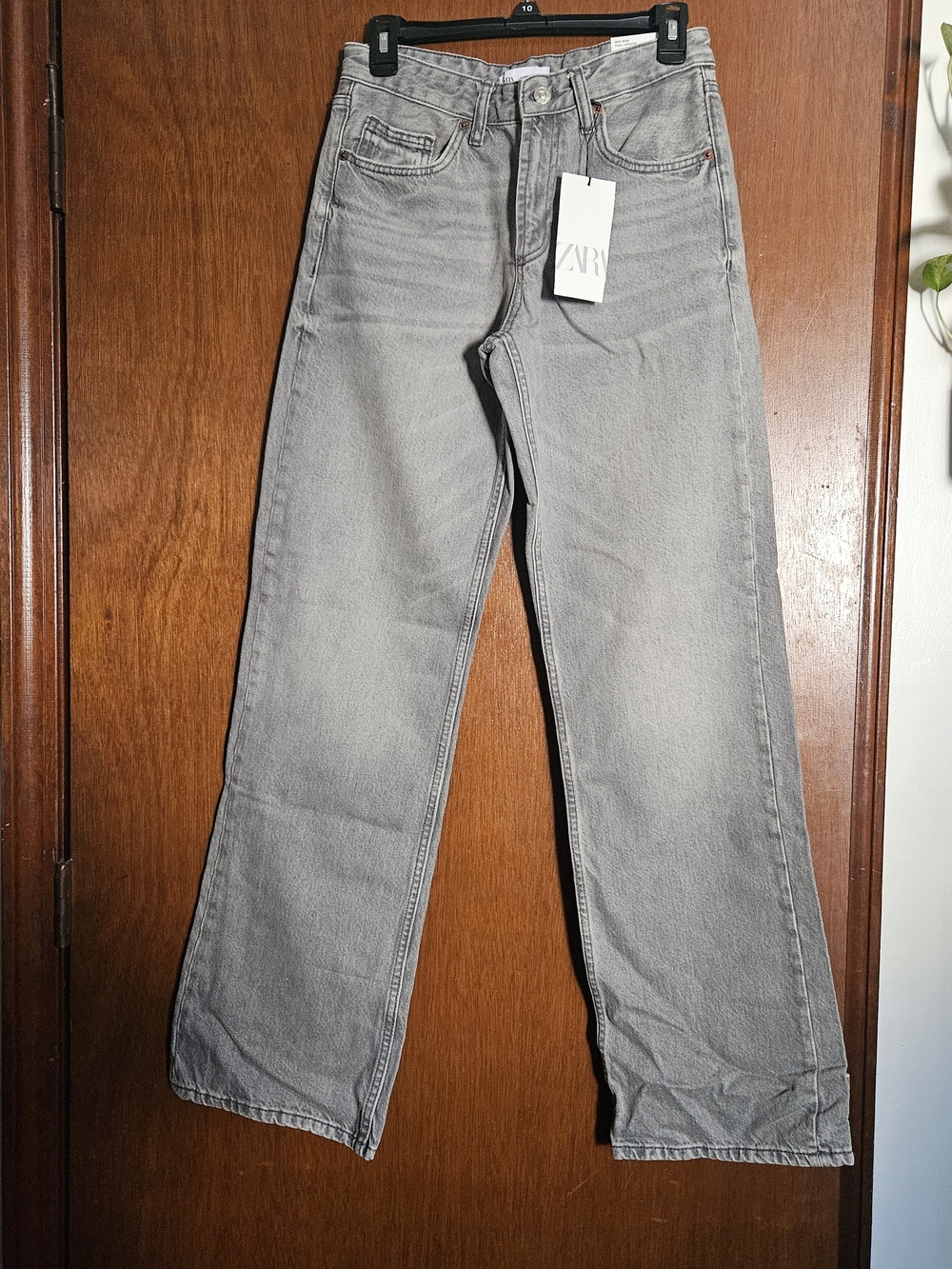 ZARA Light Gray Wide-Leg Jeans